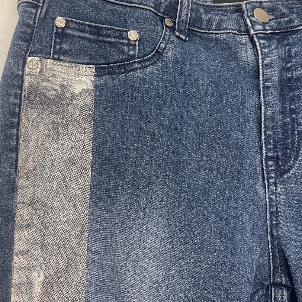 Joseph Ribkoff Silver Accent Jeans Size 12 Waist 17”-19” Inseam 25.5” EUC - Picture 4 of 11